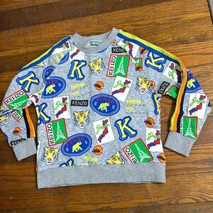 KENZO KIDS Journey Badge graphic gray sweatshirt Boys 10A/140